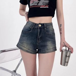 Y2K Fashion Grunge Denim Shorts - Acubi Style Coquette Aesthetic