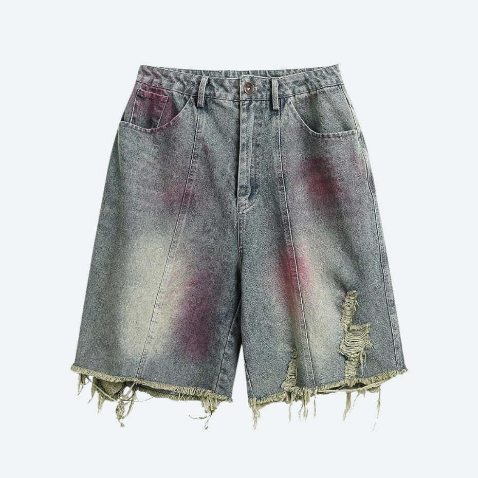 Y2K Fashion Grunge Distressed Denim Shorts - Acubi Coquette Style