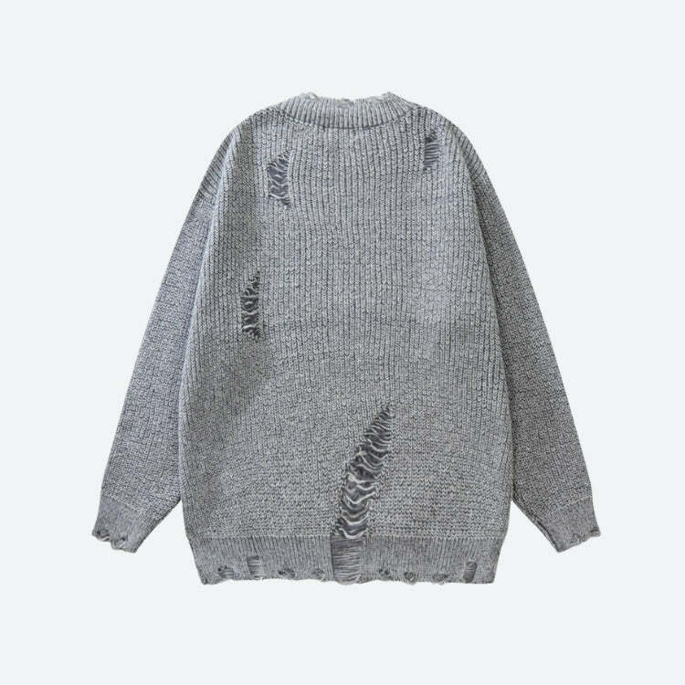 Y2K Fashion Grunge Distressed Knitted Sweater - Coquette Aesthetic Style