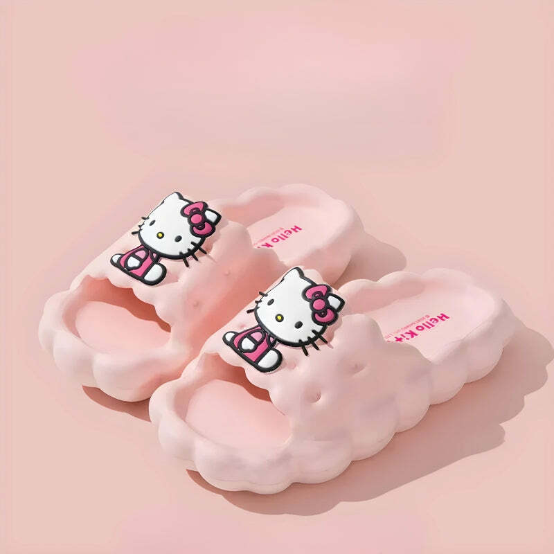 Y2K Fashion Hello Kitty Cloud Slippers - Cozy Coquette Aesthetic Footwear