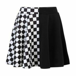 Y2K Fashion High Waist Checkered Skirt - Coquette & Acubi Style