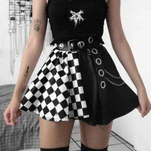 Y2K Fashion High Waist Checkered Skirt - Coquette & Acubi Style