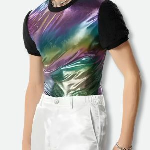 Y2K Fashion Hologram Top - Dark Coquette & Acubi Aesthetic Style