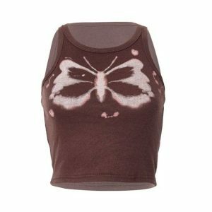 Y2K Fashion Indie Butterfly Sleeveless Top - Coquette Aesthetic Style