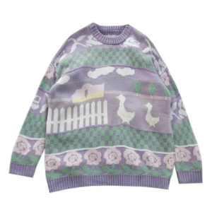 Y2K Fashion Kawaii Farm Sweater - Coquette Aesthetic Soft Girl Style