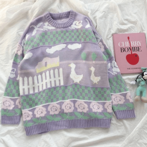 Y2K Fashion Kawaii Farm Sweater - Coquette Aesthetic Soft Girl Style