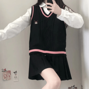 Y2K Fashion Kawaii Kuromi Vest Sweater - Coquette Aesthetic Layering Top