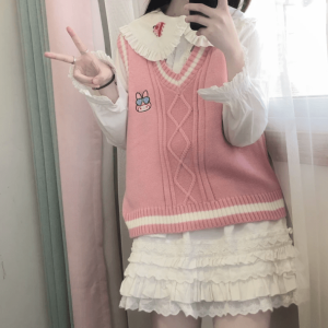 Y2K Fashion Kawaii Kuromi Vest Sweater - Coquette Aesthetic Layering Top