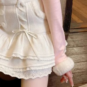 Y2K Fashion Kawaii Ruffled Layered Lace Mini Skirt - Coquette Style