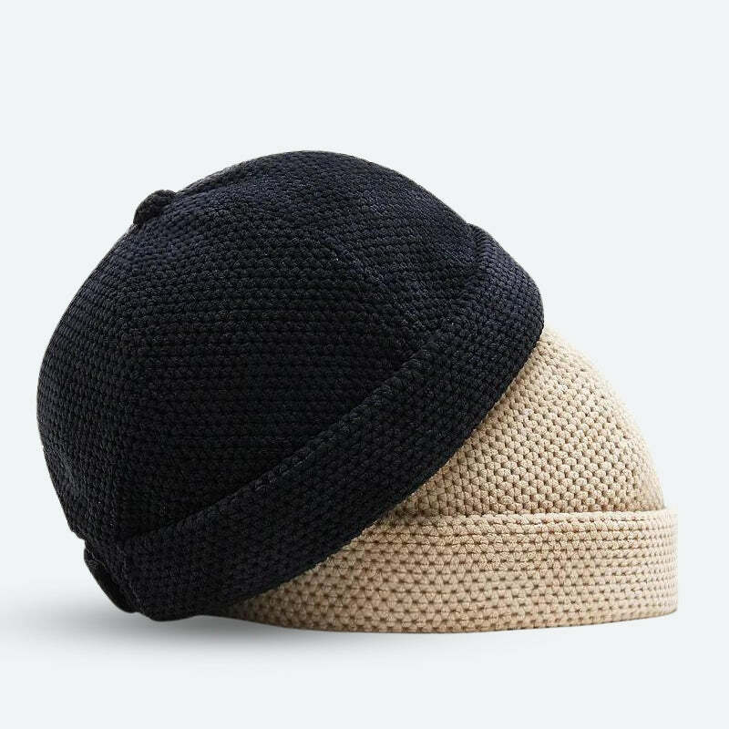 Y2K Fashion Knitted Skull Cap - Coquette Style Aesthetic Beanie