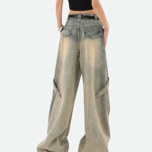 Y2K Fashion Layered Denim Jeans - Acubi Style with Coquette Aesthetic