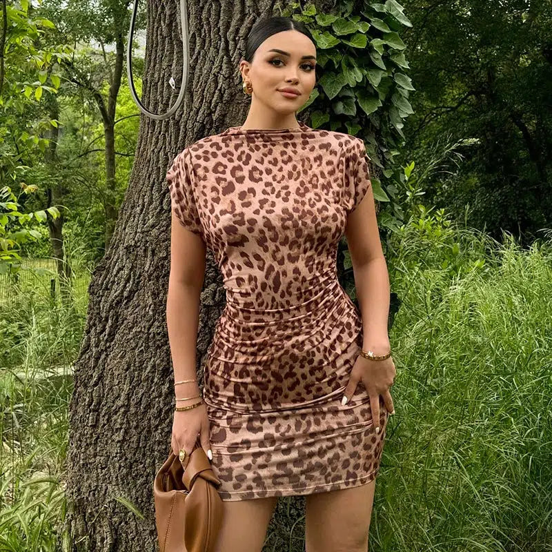 Y2K Fashion Leopard Bodycon Mini Dress - Coquette Style Aesthetic Outfit