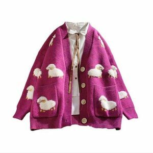 Y2K Fashion Little Lamb Cardigan - Coquette Style for Aesthetic Outfits