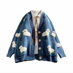 Y2K Fashion Little Lamb Cardigan - Coquette Style for Aesthetic Outfits