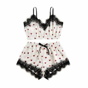 Y2K Fashion Love Hearts Pajama Set - Coquette & Acubi Aesthetic Style