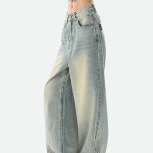 Y2K Fashion Low Rise Baggy Denim Jeans - Acubi & Coquette Style