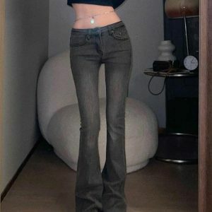 Y2K Fashion Low Rise Flare Jeans - Acubi Style & Coquette Aesthetic