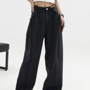 Y2K Fashion Low Rise Wide Leg Baggy Jeans - Acubi & Coquette Style