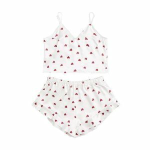 Y2K Fashion Mini Hearts Pajama Set - Coquette Style Sleepwear