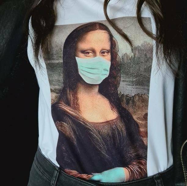 Y2K Fashion Mona Lisa Mask Tee - Aesthetic Coquette Style Shirt