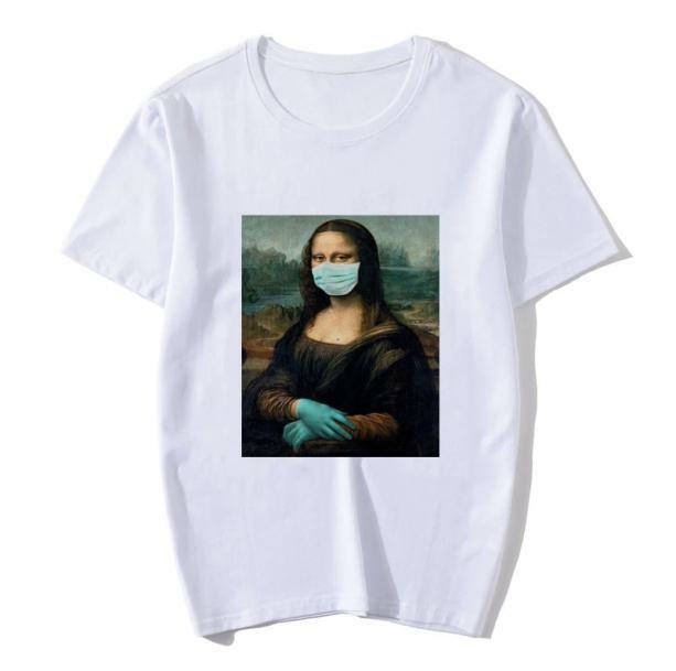 Y2K Fashion Mona Lisa Mask Tee - Aesthetic Coquette Style Shirt