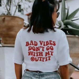 Y2K Fashion No Bad Vibes T-Shirt - Coquette Style & Aesthetic Vibes