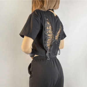 Y2K Fashion Open Back Butterfly T-Shirt - Coquette Aesthetic Top