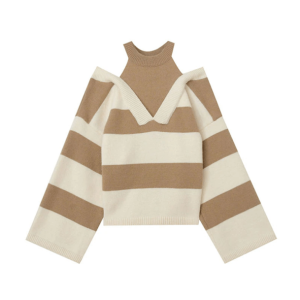 Y2K Fashion Open Shoulder Stripe Sweater - Coquette & Acubi Style