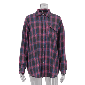 Y2K Fashion Oversized Pink Plaid Shirt - Coquette & Acubi Style