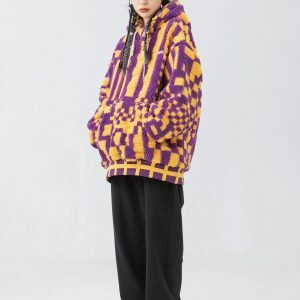 Y2K Fashion Oversized Plush Hoodie - Coquette & Acubi Aesthetic Style