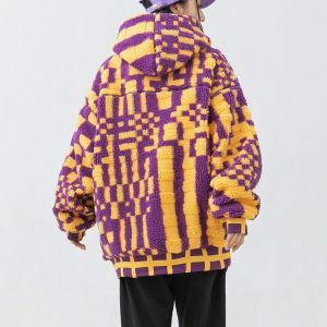 Y2K Fashion Oversized Plush Hoodie - Coquette & Acubi Aesthetic Style