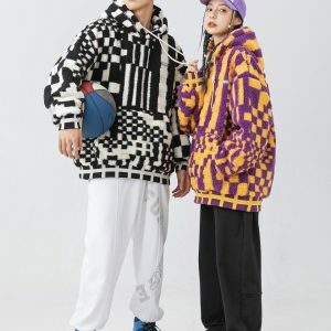 Y2K Fashion Oversized Plush Hoodie - Coquette & Acubi Aesthetic Style