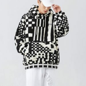 Y2K Fashion Oversized Plush Hoodie - Coquette & Acubi Aesthetic Style