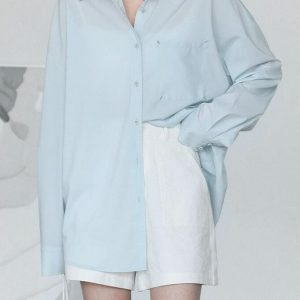 Y2K Fashion Oversized Poplin Shirt - Dark Coquette & Acubi Style