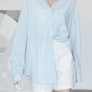 Y2K Fashion Oversized Poplin Shirt - Dark Coquette & Acubi Style