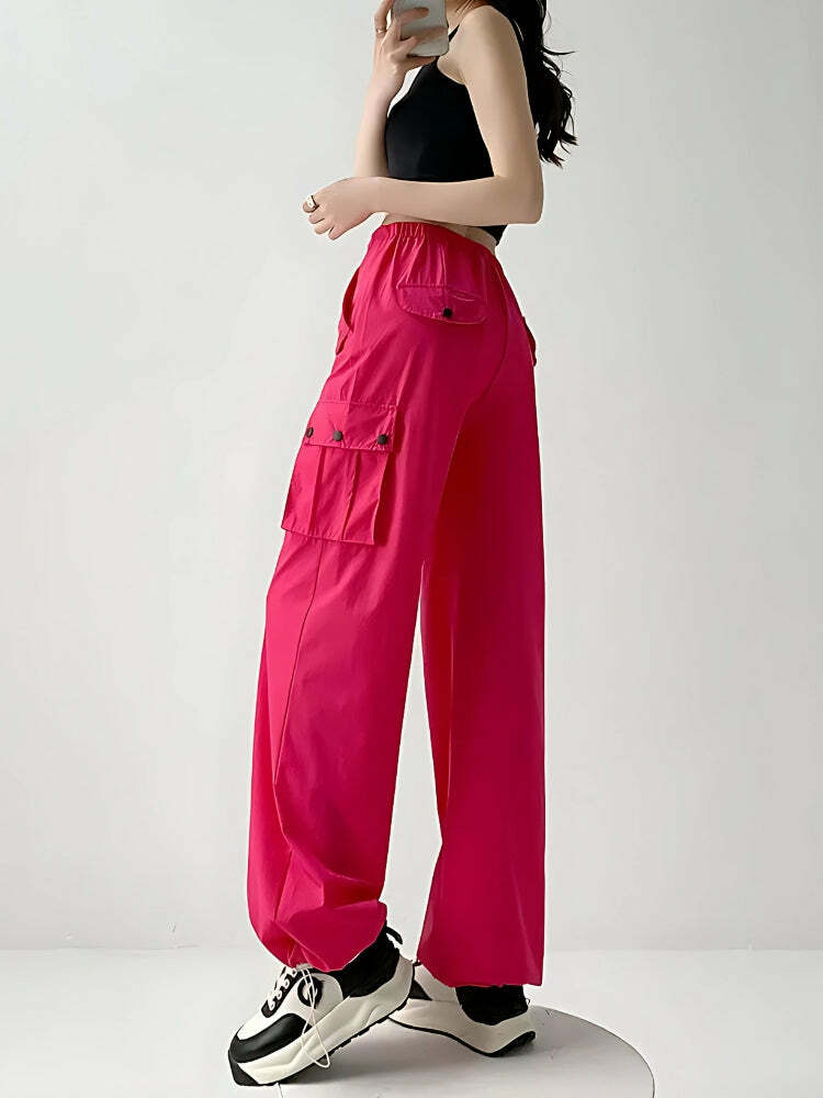 Y2K Fashion Parachute Cargo Pants - Coquette & Acubi Style Aesthetic