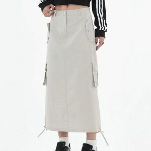 Y2K Fashion Parachute Maxi Skirt - Dark Coquette Aesthetic Outfit