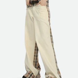 Y2K Fashion Patchwork Pants - Coquette Style Aesthetic Clothing