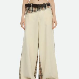 Y2K Fashion Patchwork Pants - Coquette Style Aesthetic Clothing