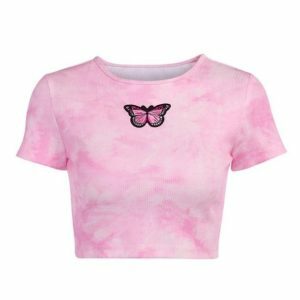 Y2K Fashion Pink Butterfly Top - Coquette Style Aesthetic Clothing