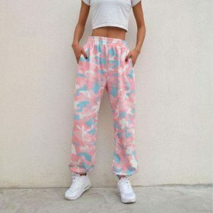 Y2K Fashion Pink Camouflage Pants - Coquette Style Aesthetic Outfit