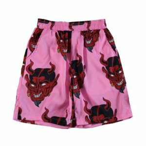 Y2K Fashion Pink Demon Shorts - Coquette Style Bubble Skirt Aesthetic