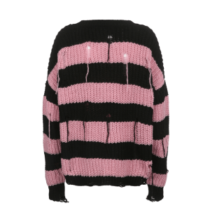 Y2K Fashion Pink Distress Emo Sweater - Coquette & Acubi Style