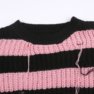 Y2K Fashion Pink Distress Emo Sweater - Coquette & Acubi Style