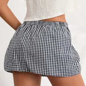 Y2K Fashion Plaid Bubble Mini Skirt - Coquette Style Aesthetic Outfit