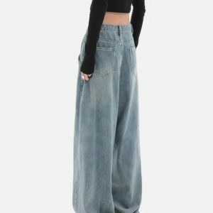 Y2K Fashion Pleated Baggy Jeans - Acubi Style for Aesthetic Outfits