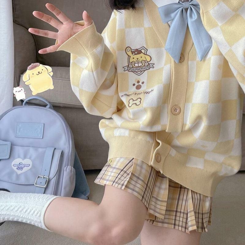 Y2K Fashion Pompurin Buttoned Yellow Cardigan - Coquette Aesthetic Style