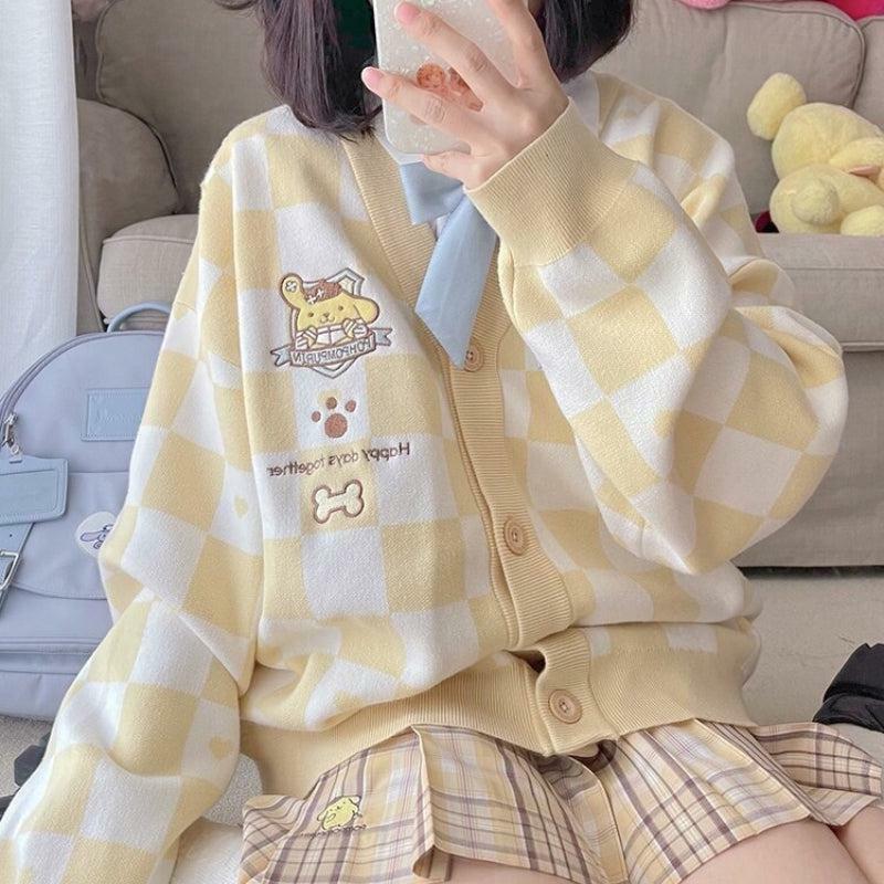 Y2K Fashion Pompurin Buttoned Yellow Cardigan - Coquette Aesthetic Style