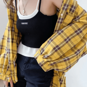 Y2K Fashion Preppy Plaid Shirt - Coquette Style Aesthetic Outfit