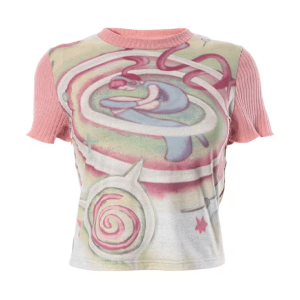 Y2K Fashion Psychedelic Pastel T-Shirt | Coquette & Acubi Style